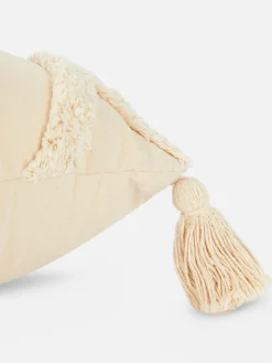 Almofada Decorativa Tufada Franjas Quadrada