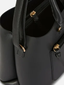 Bolsa Tote Imitação Pele Bolso Fecho Correr