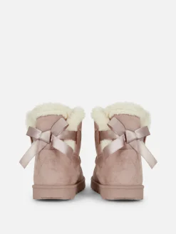 Botas Forro Pelúcia Laço Atrás