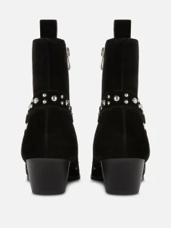 Botins Imitação Camurça Tachas Rita Ora