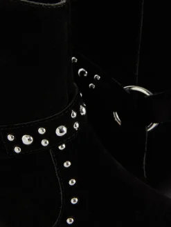 Botins Imitação Camurça Tachas Rita Ora