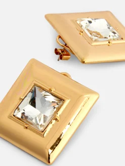 Brincos Pequenos Quadrados Imitação Pedras Rita Ora