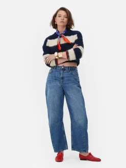 Calças Ganga Corte Barrel Lavagem ácida Rita Ora