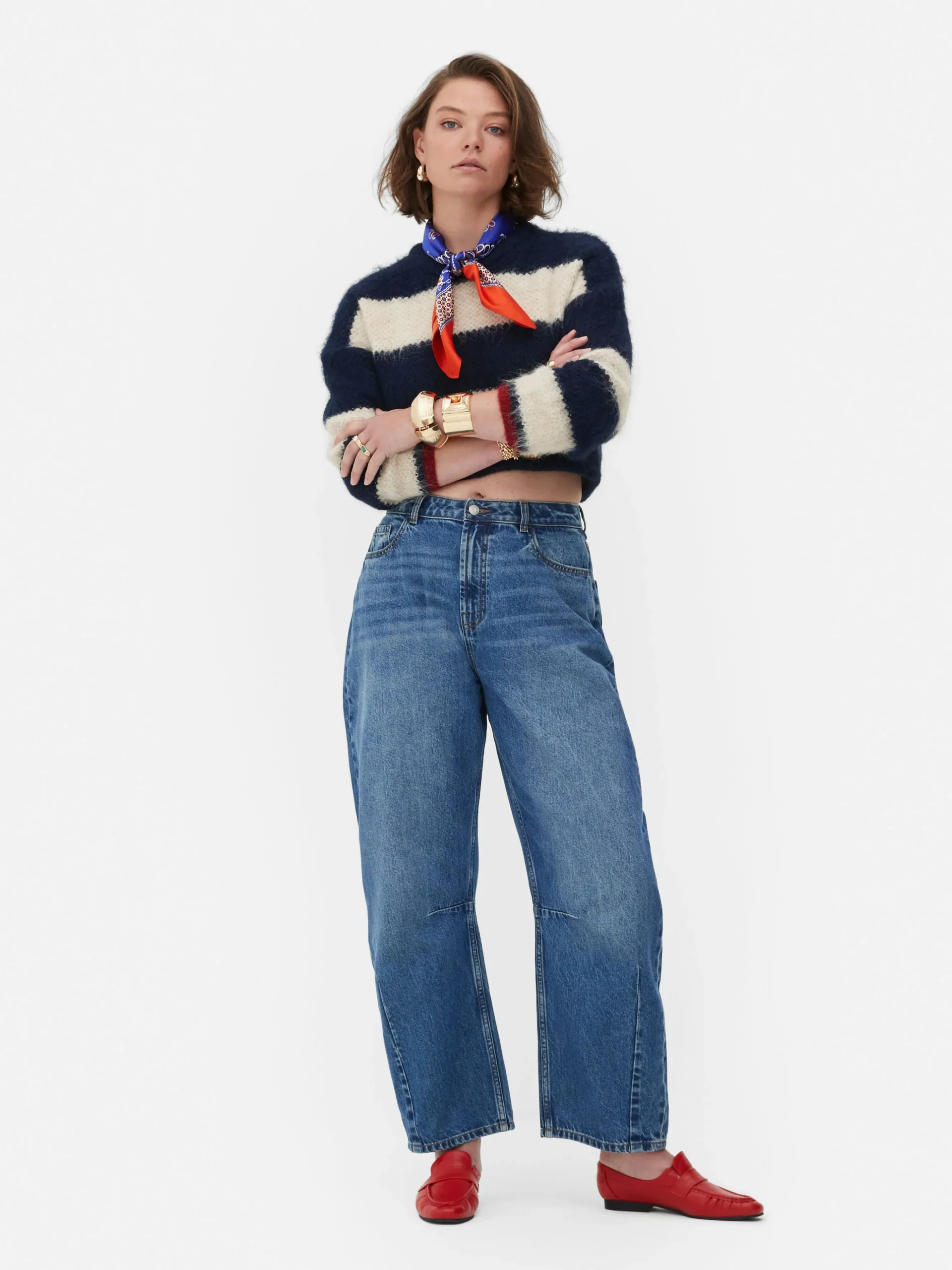 Calças Ganga Corte Barrel Lavagem ácida Rita Ora