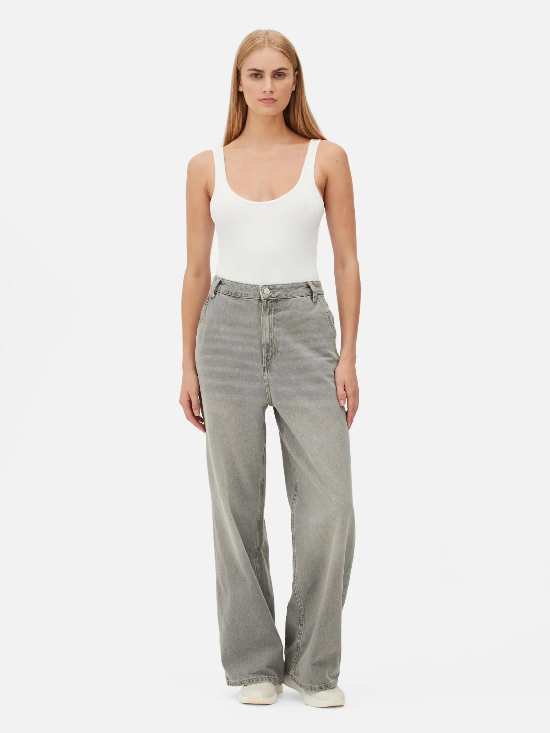 Calças Ganga Corte Perna Larga Desgastadas