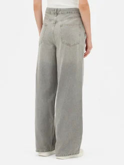 Calças Ganga Corte Perna Larga Desgastadas