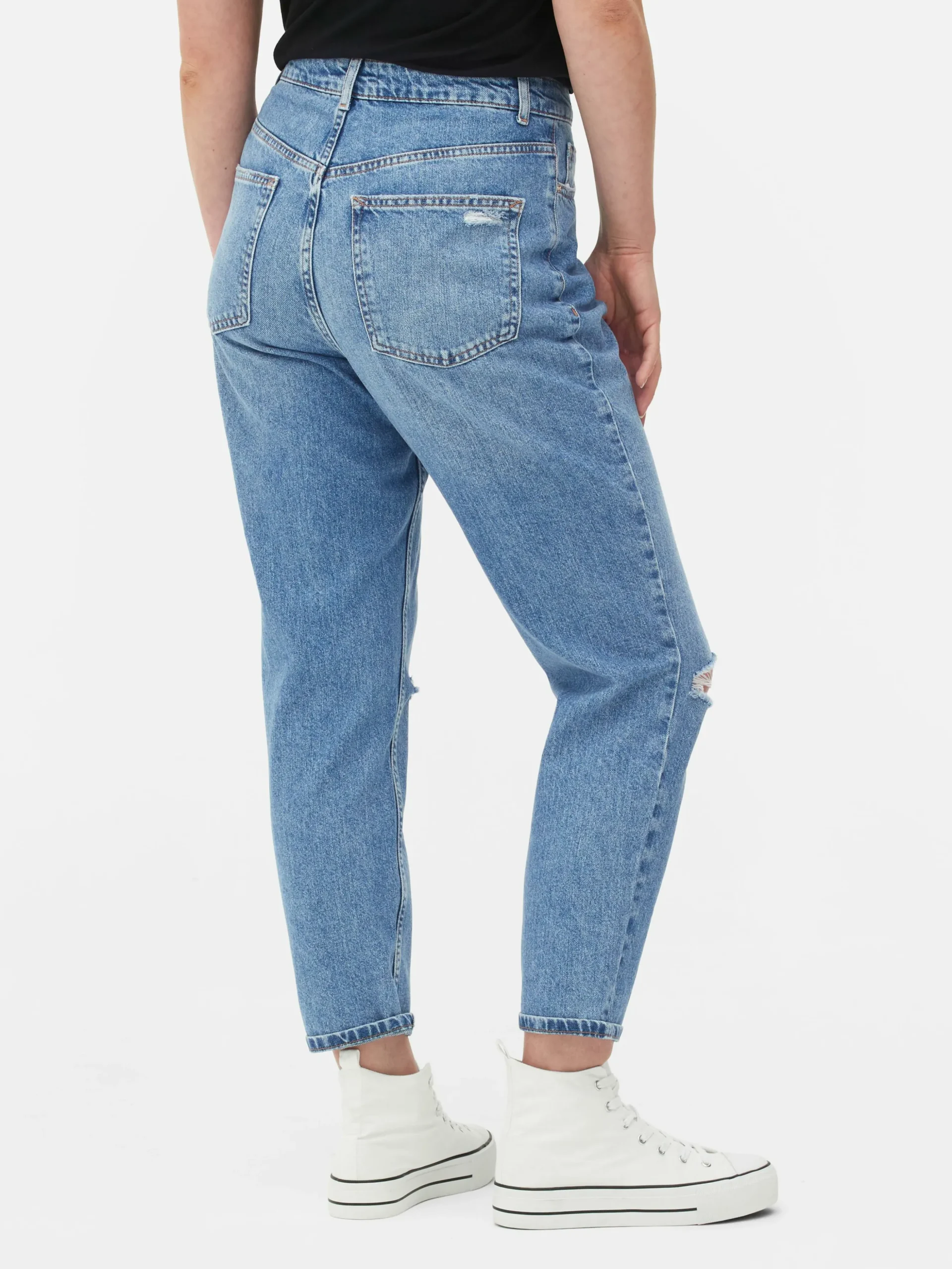 Calças Ganga Rasgadas Estilo Mom