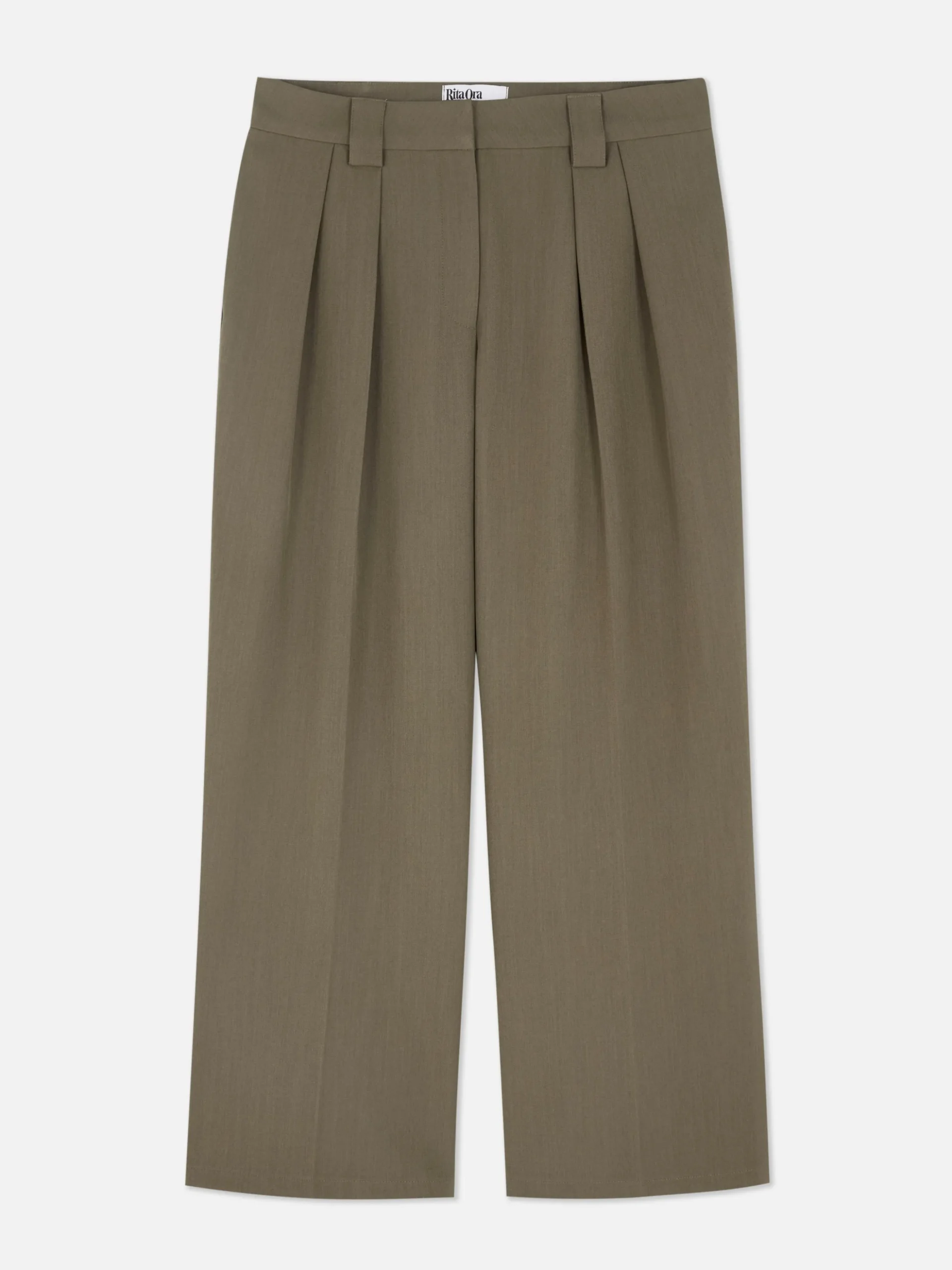 Calças Plissadas Corte Perna Larga Rita Ora
