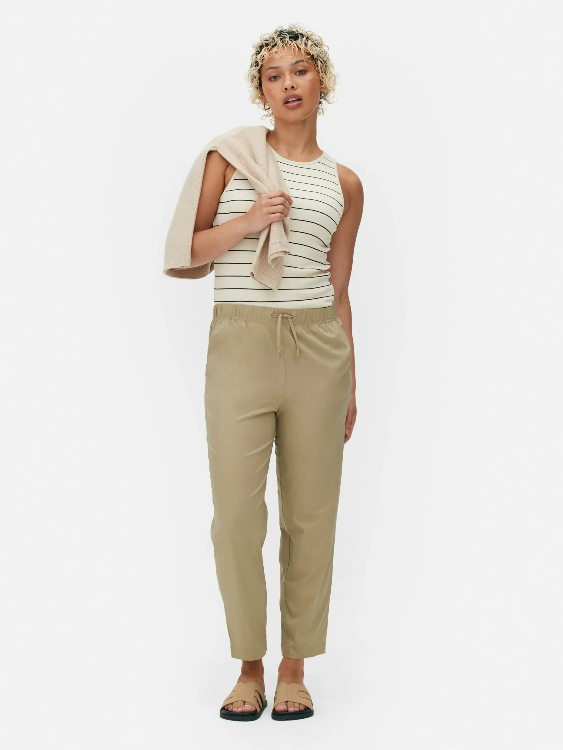 Calças Treino Popelina Corte Afunilado