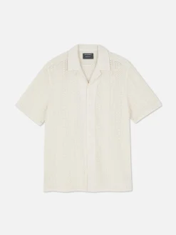 Camisa Manga Curta Botões Croché