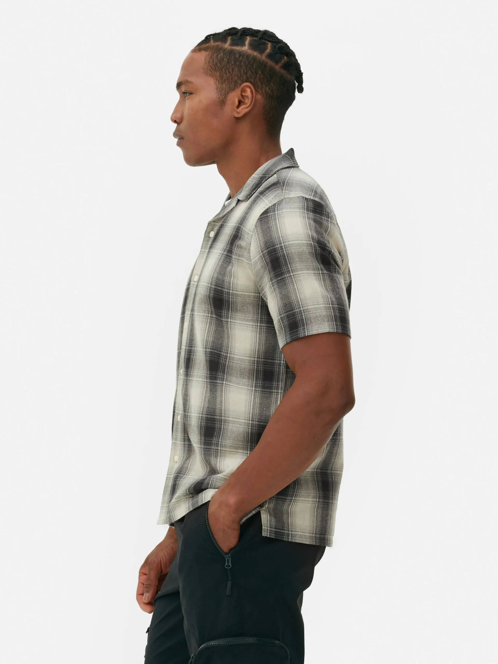 Camisa Manga Curta Xadrez Texturada