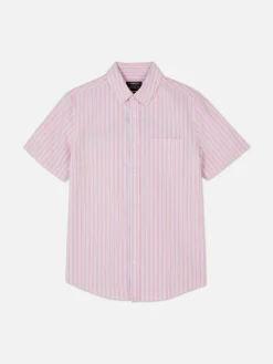 Camisa Oxford Manga Curta Riscas