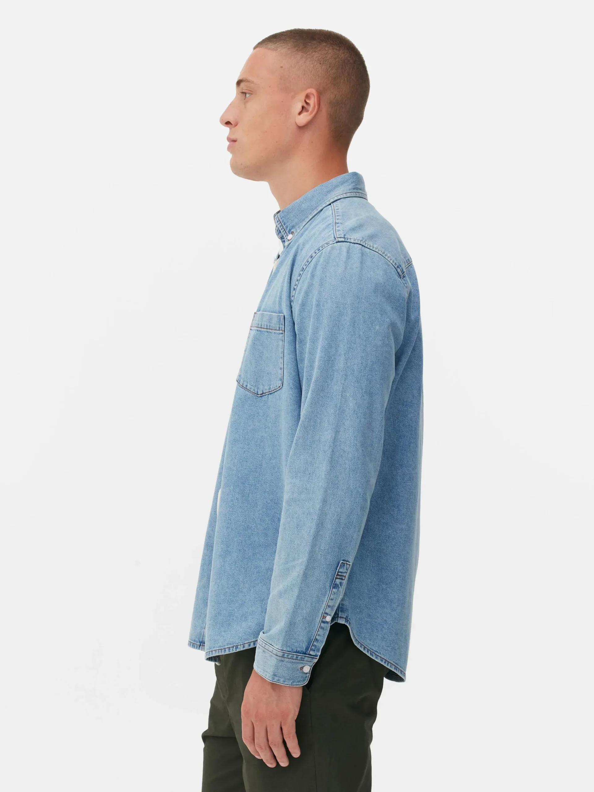 Camisa Sarja Algodão Manga Comprida