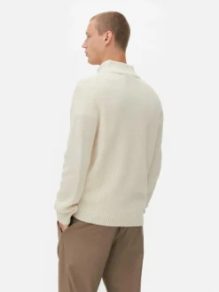 Camisola 1/2 Fecho Correr Malha Canelada