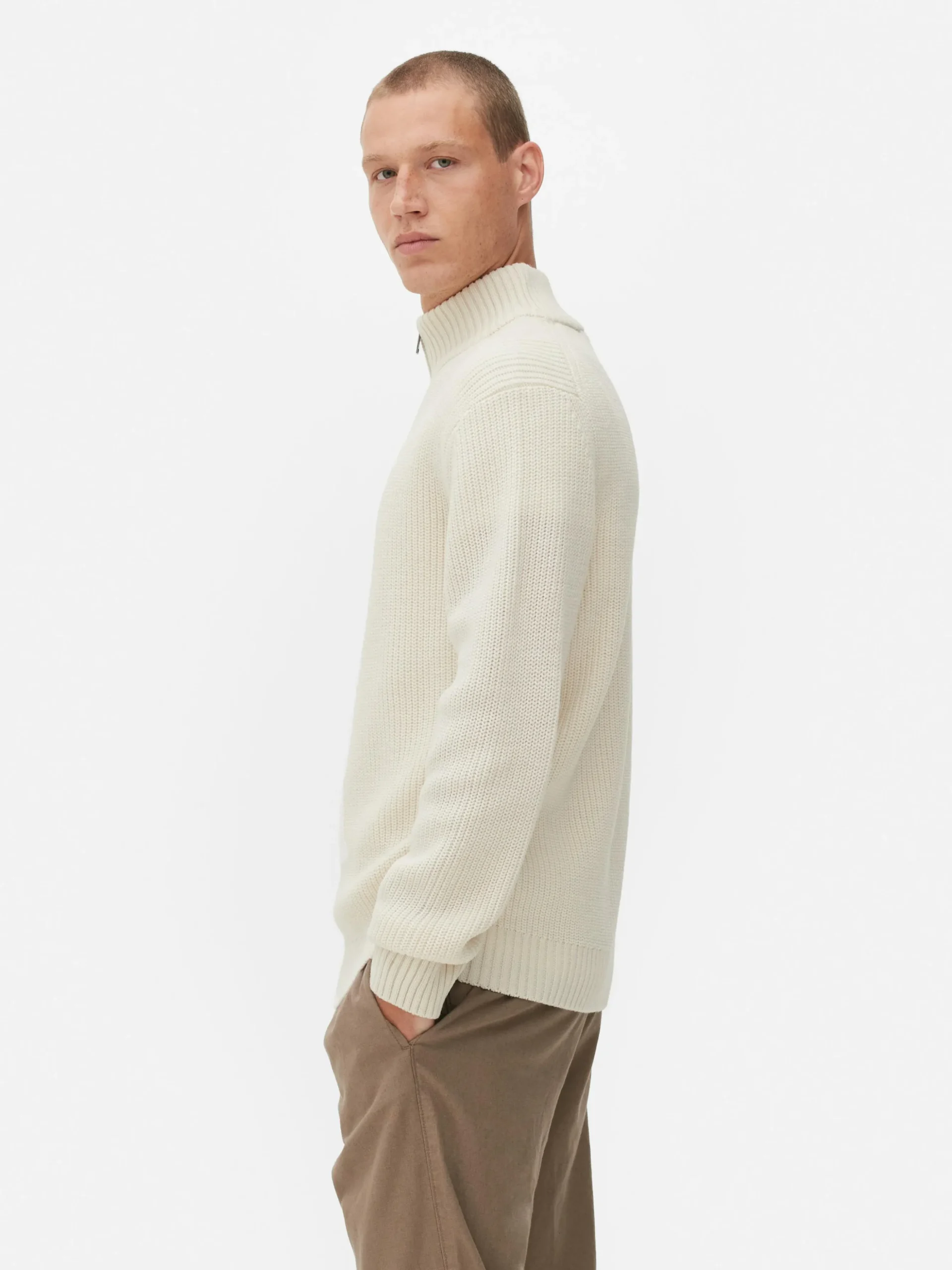 Camisola 1/2 Fecho Correr Malha Canelada