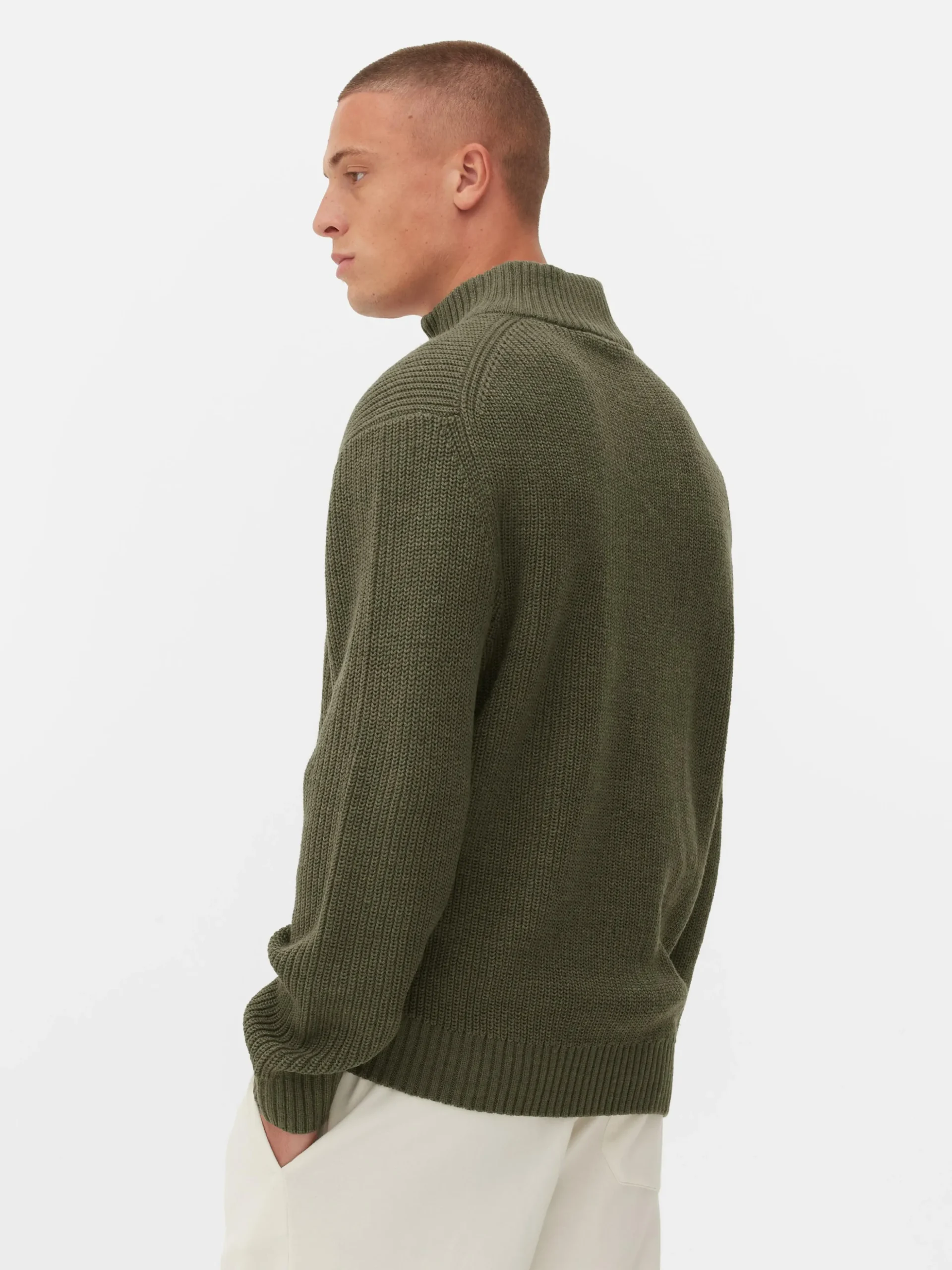 Camisola 1/2 Fecho Correr Malha Canelada