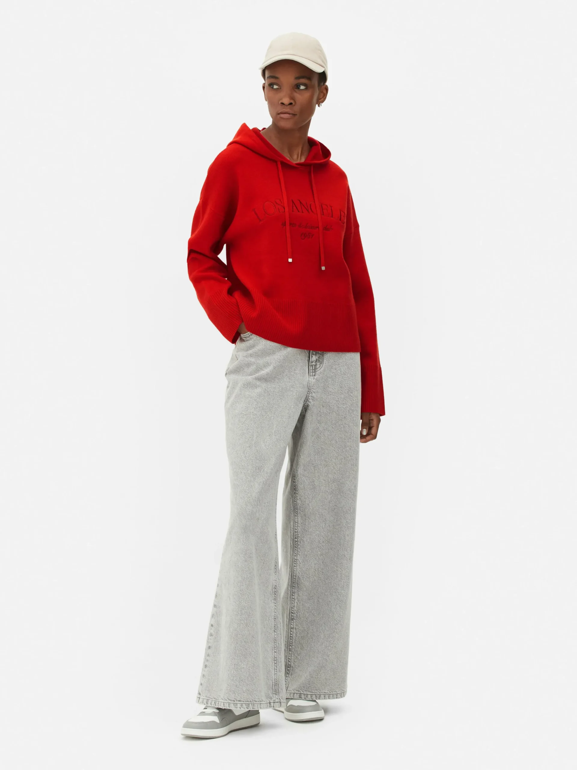 Camisola Capuz Malha Slogan