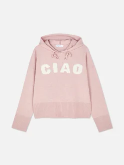 Camisola Capuz Malha Slogan