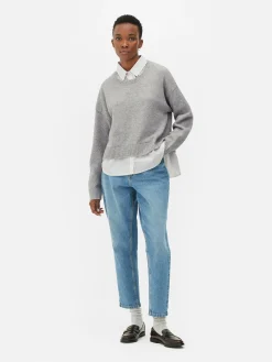 Camisola Colarinho Dois Em Um