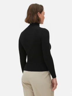 Camisola Gola Alta Dobra Malha Canelada