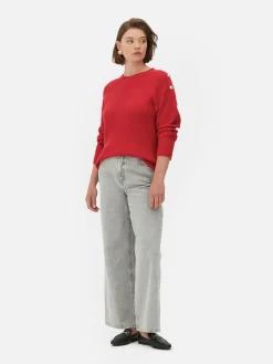 Camisola Gola Redonda Detalhe Botão