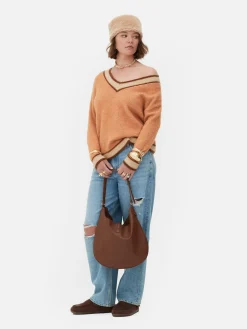 Camisola Malha Decote V Estilo Vintage Rita Ora