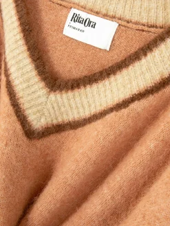 Camisola Malha Decote V Estilo Vintage Rita Ora