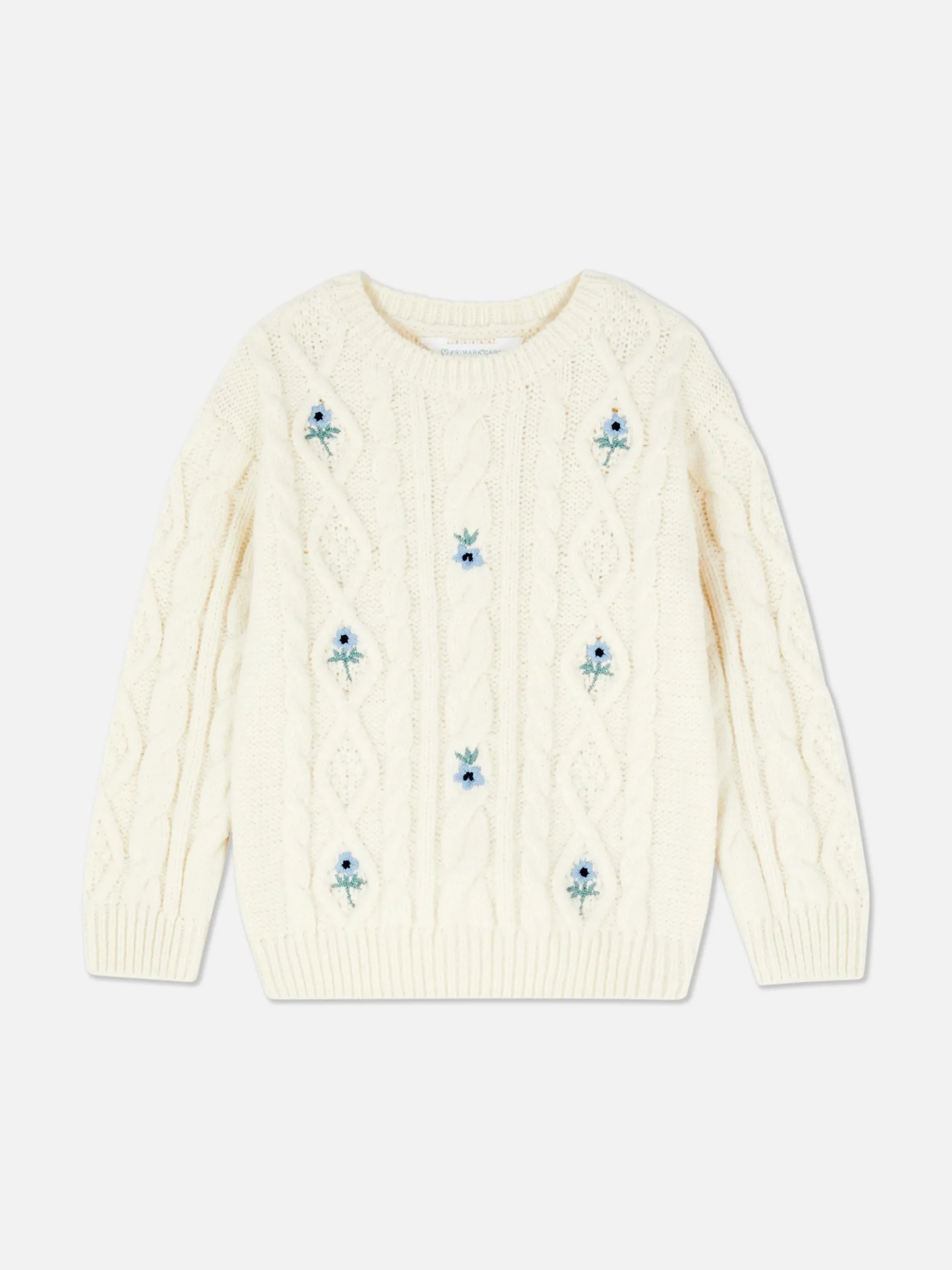 Camisola Malha Entrançada Bordada Padrão Floral