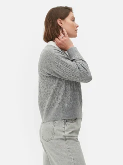 Camisola Malha Entrançada Colarinho