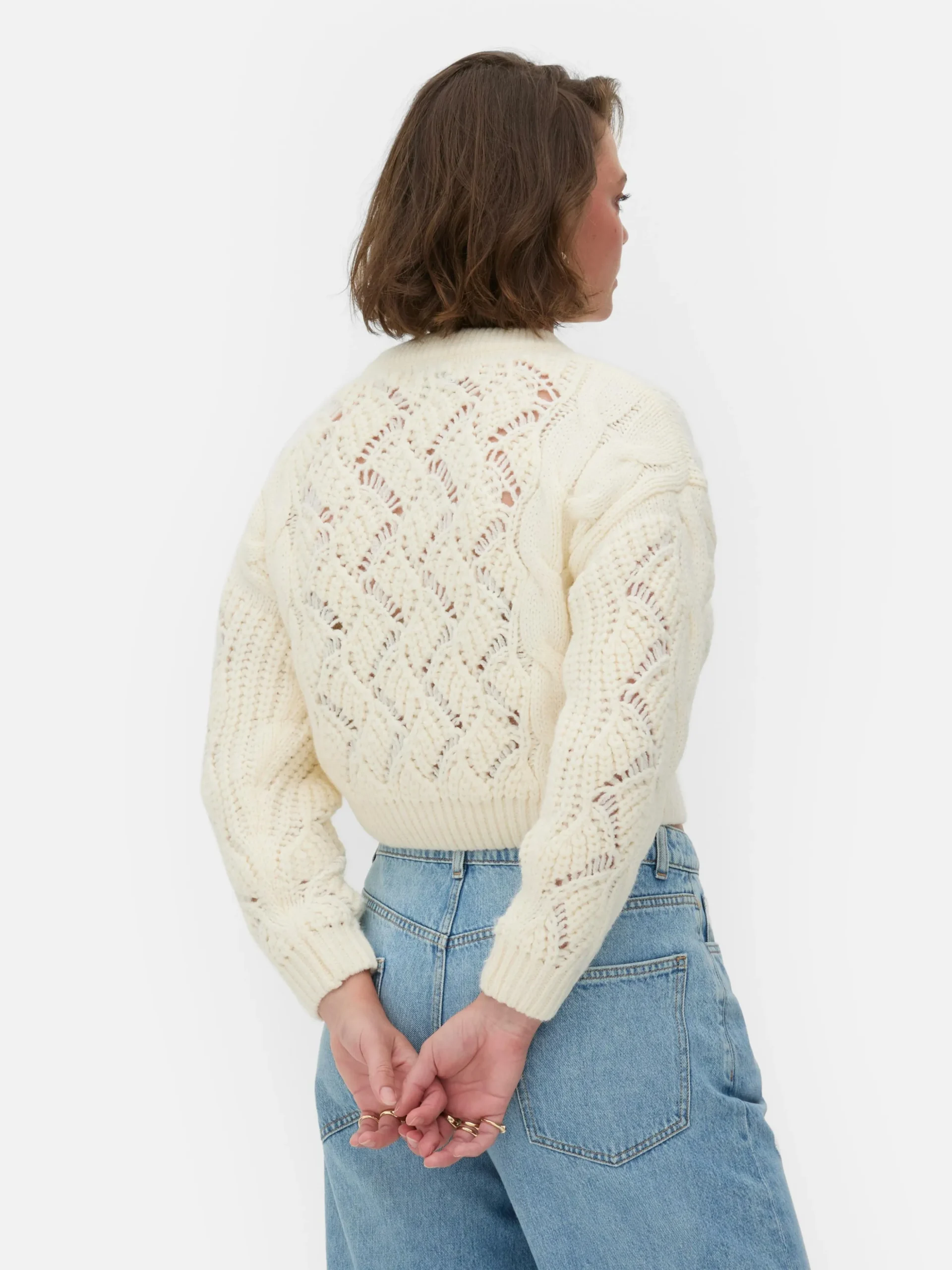 Camisola Malha Entrançada Ponto Aberto Rita Ora