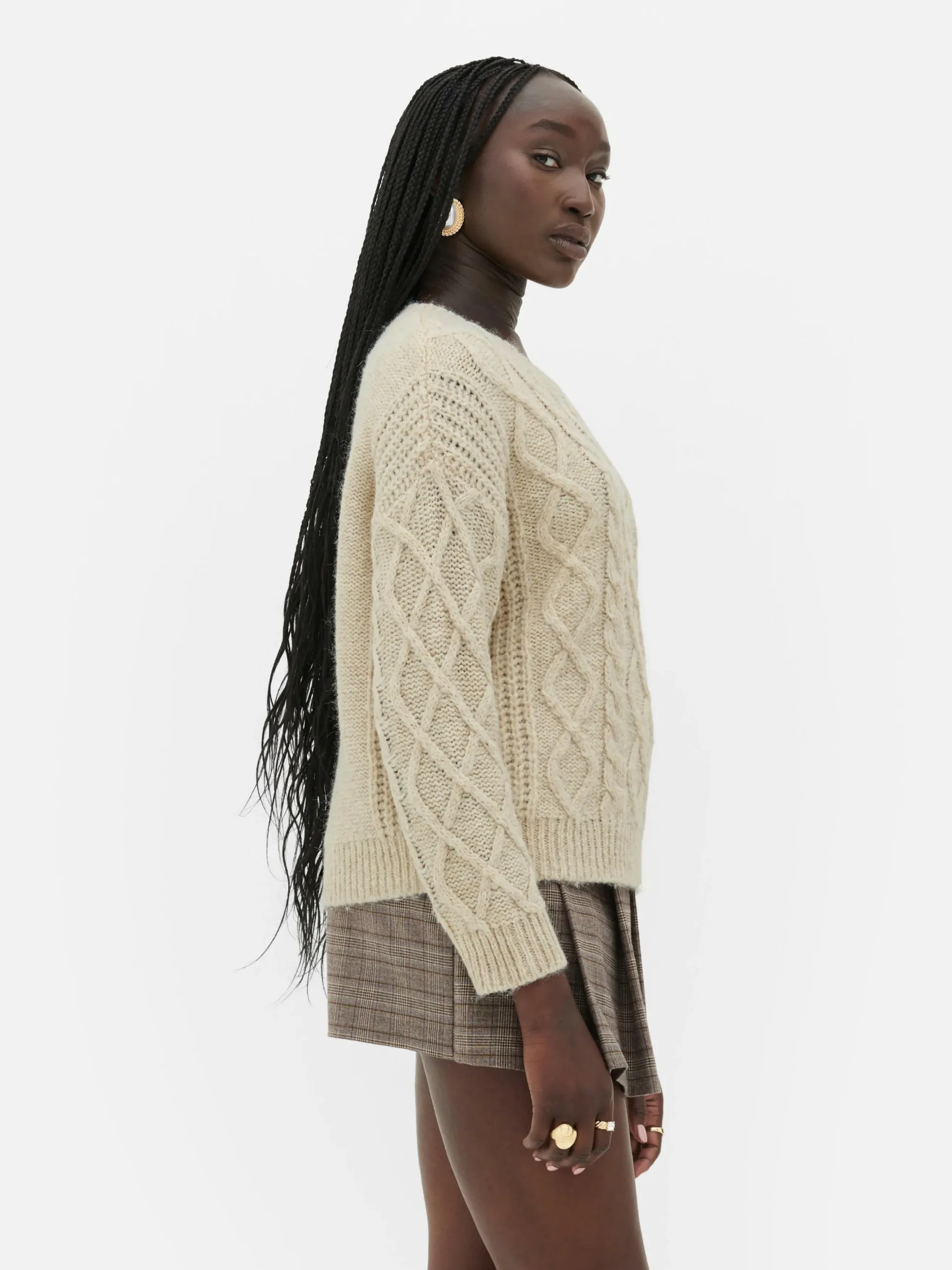 Camisola Malha Entrançada Botões Rita Ora