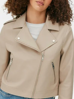 Casaco Estilo Motard Imitação Pele Básico