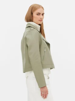 Casaco Estilo Motard Imitação Pele Básico