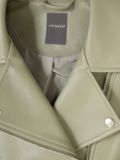 Casaco Estilo Motard Imitação Pele Básico