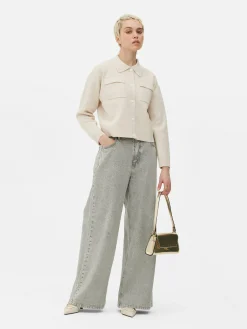 Casaco Malha Botões Colarinho