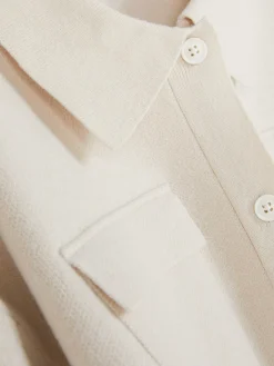 Casaco Malha Botões Colarinho