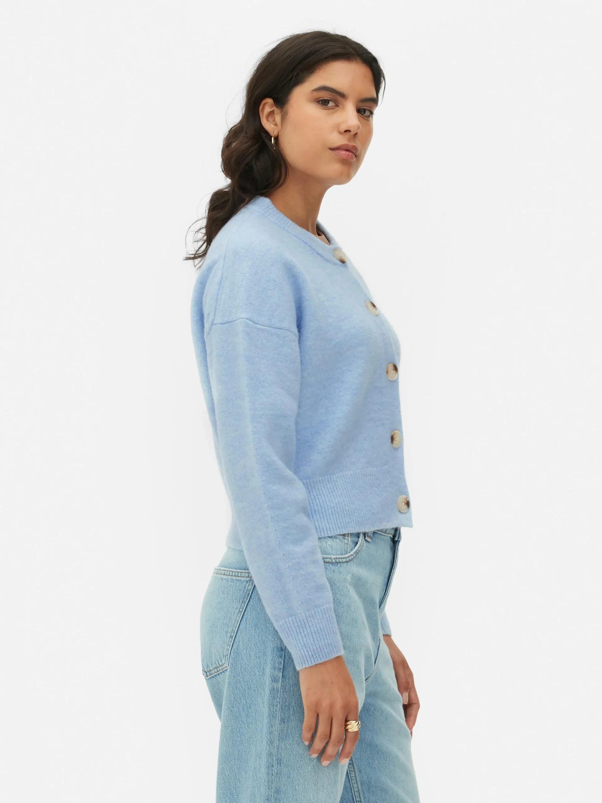 Casaco Malha Gola Redonda Botões