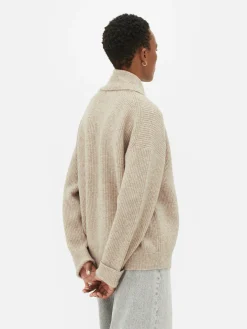 Casaco Malha Traçado Botões Xaile