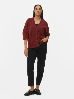 Casaco Malha V Estilo Boyfriend