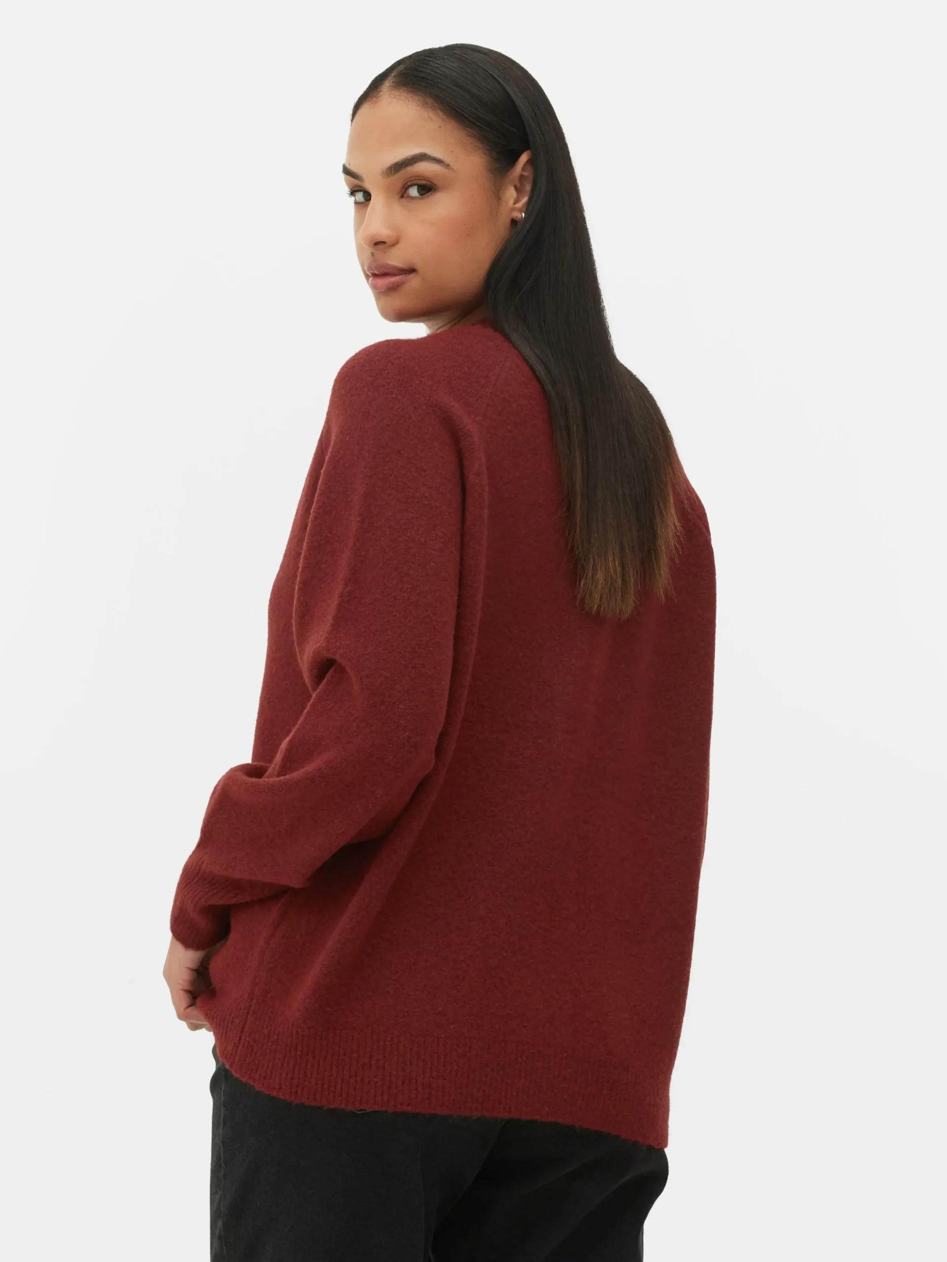 Casaco Malha V Estilo Boyfriend