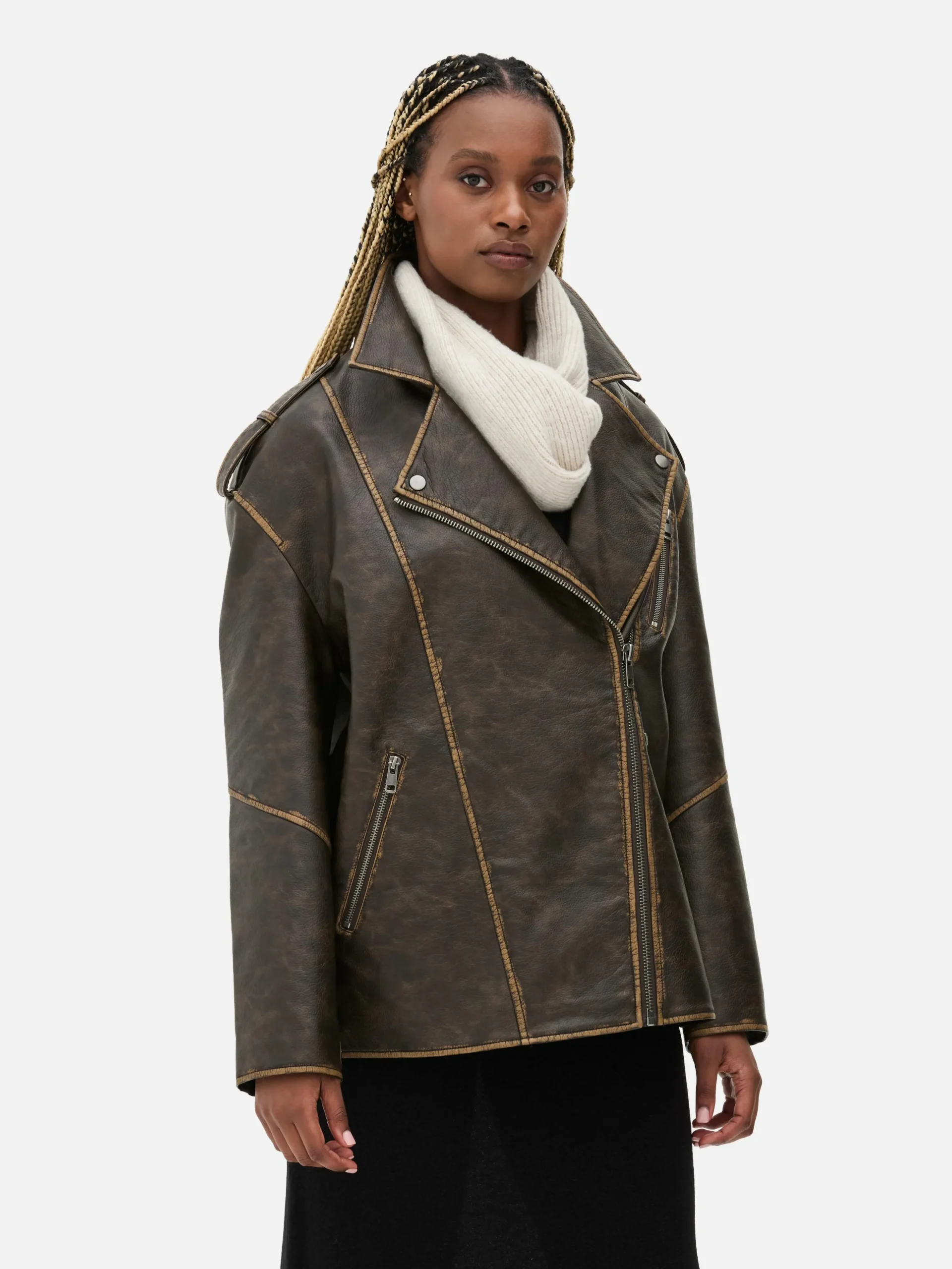 Casaco Motard Desgastado Grande