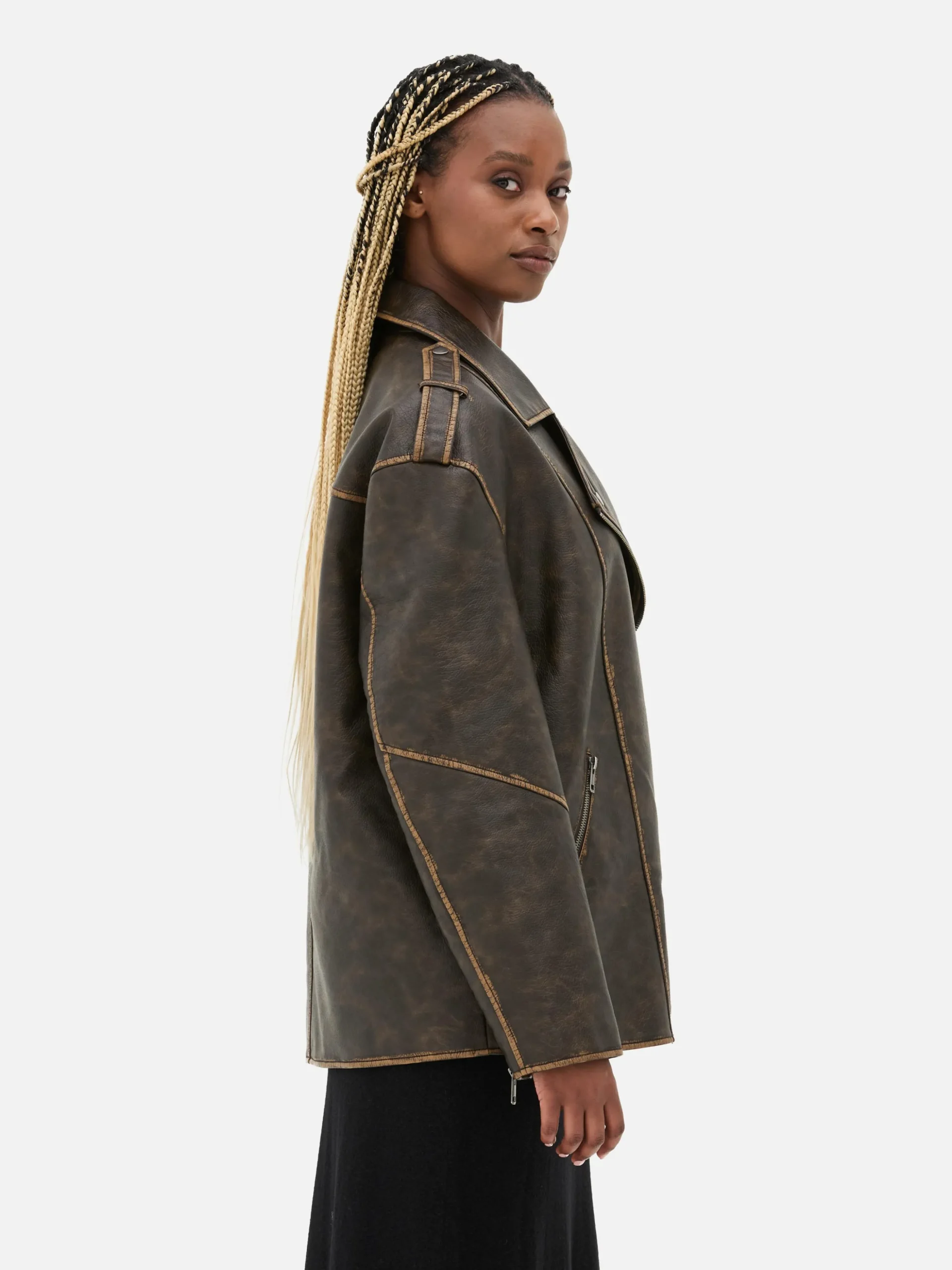 Casaco Motard Desgastado Grande