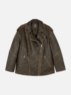 Casaco Motard Desgastado Grande