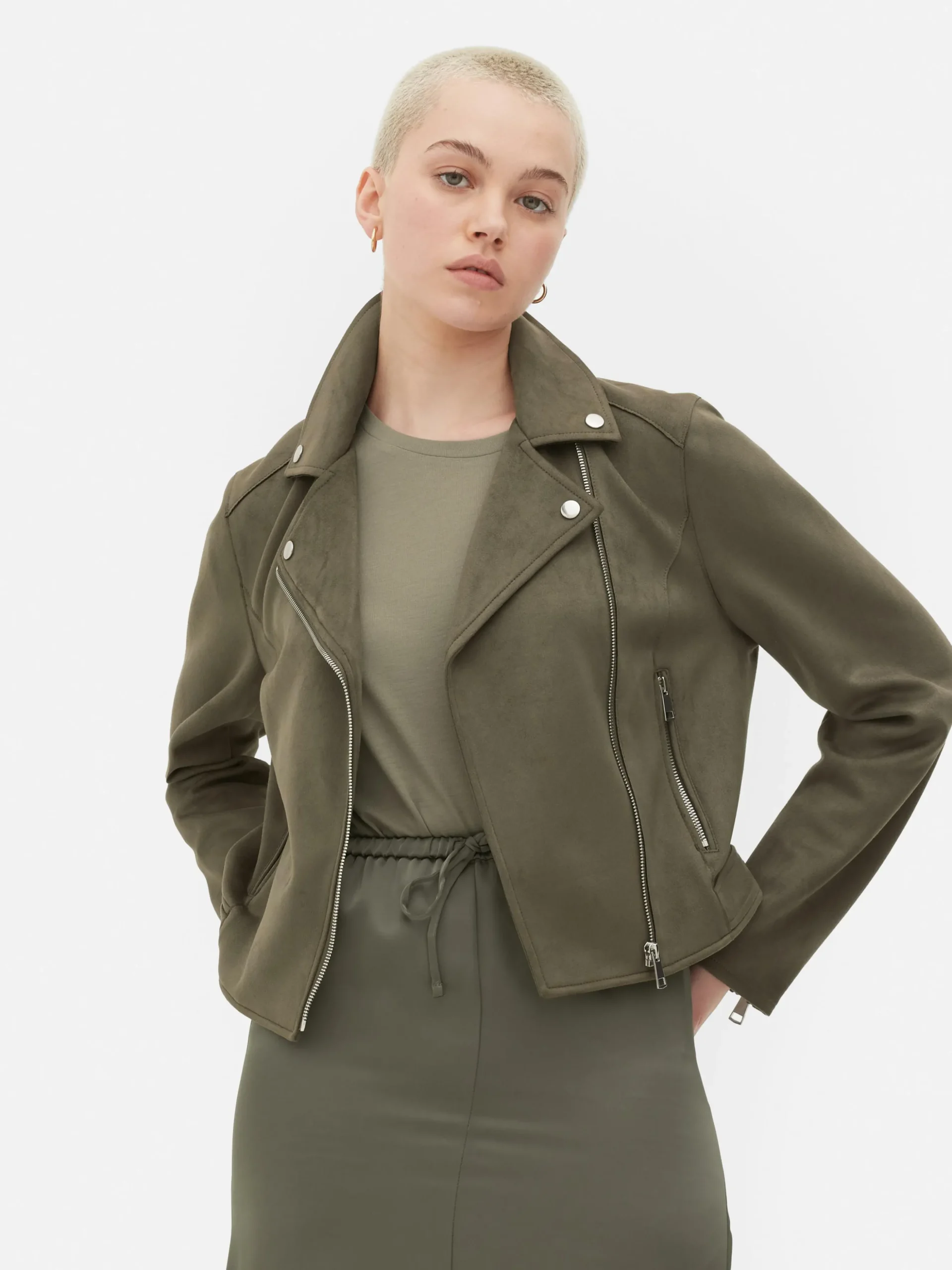 Casaco Motard Imitação Camurça