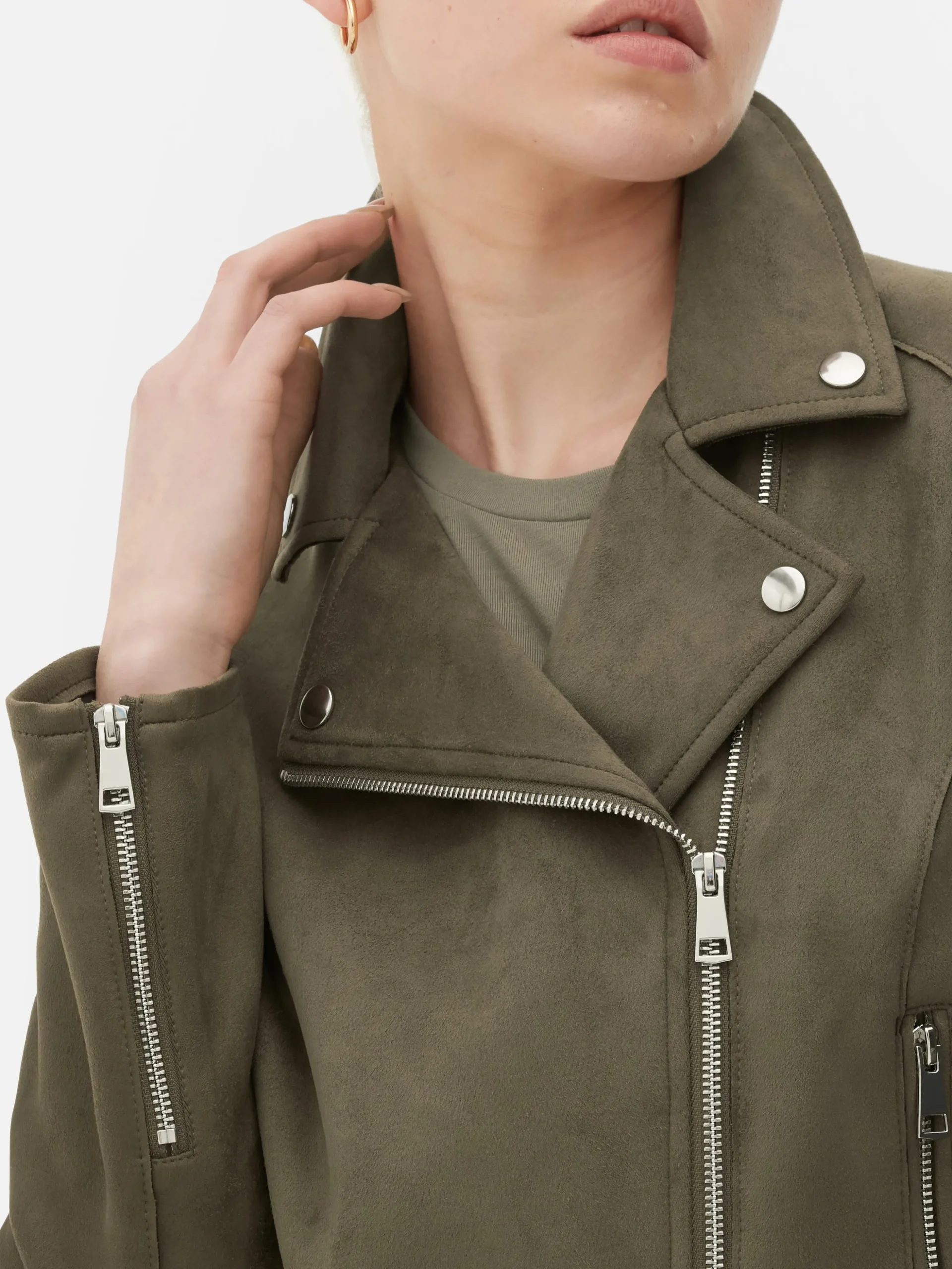 Casaco Motard Imitação Camurça