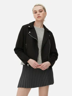 Casaco Motard Imitação Camurça