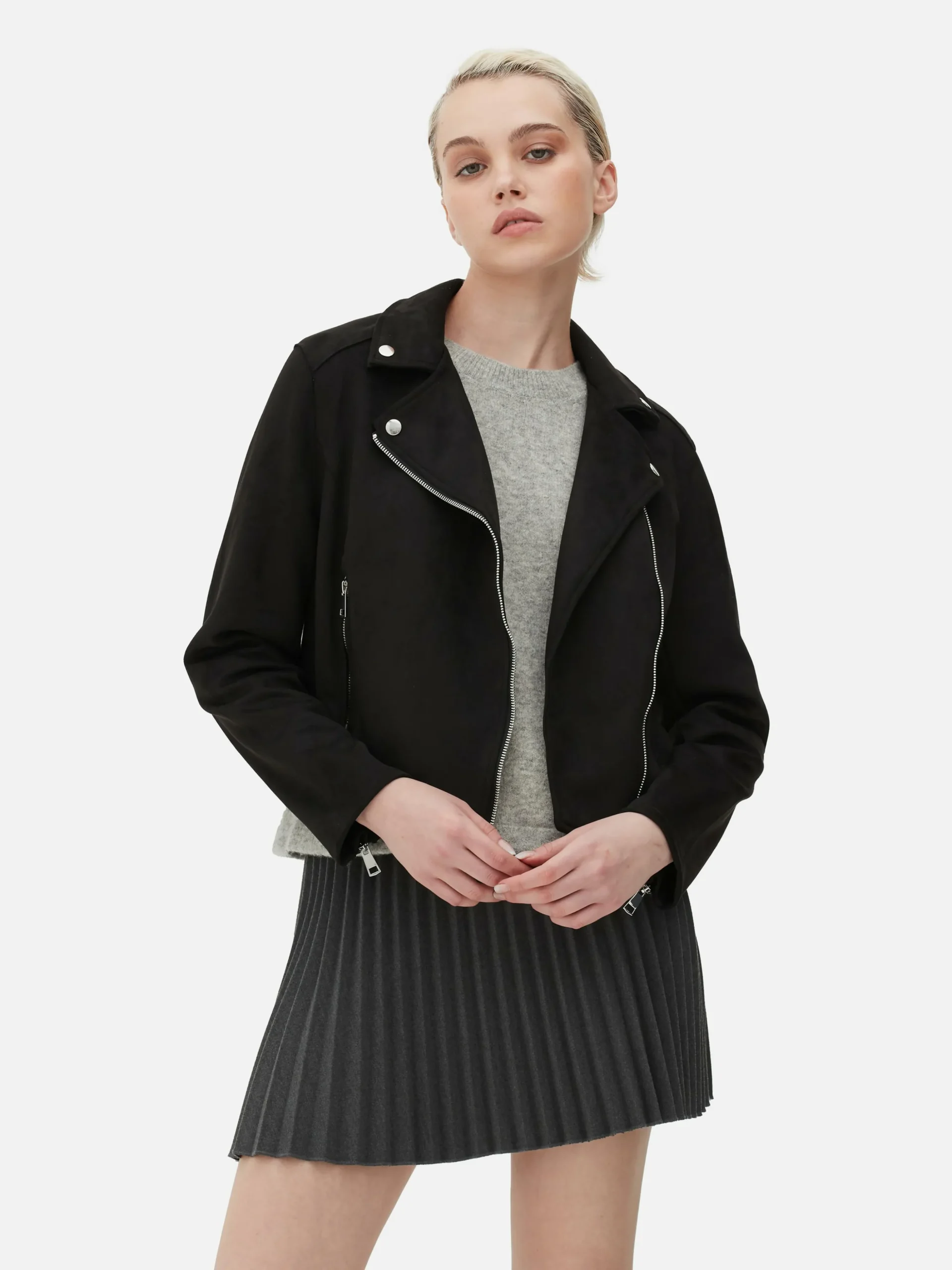 Casaco Motard Imitação Camurça