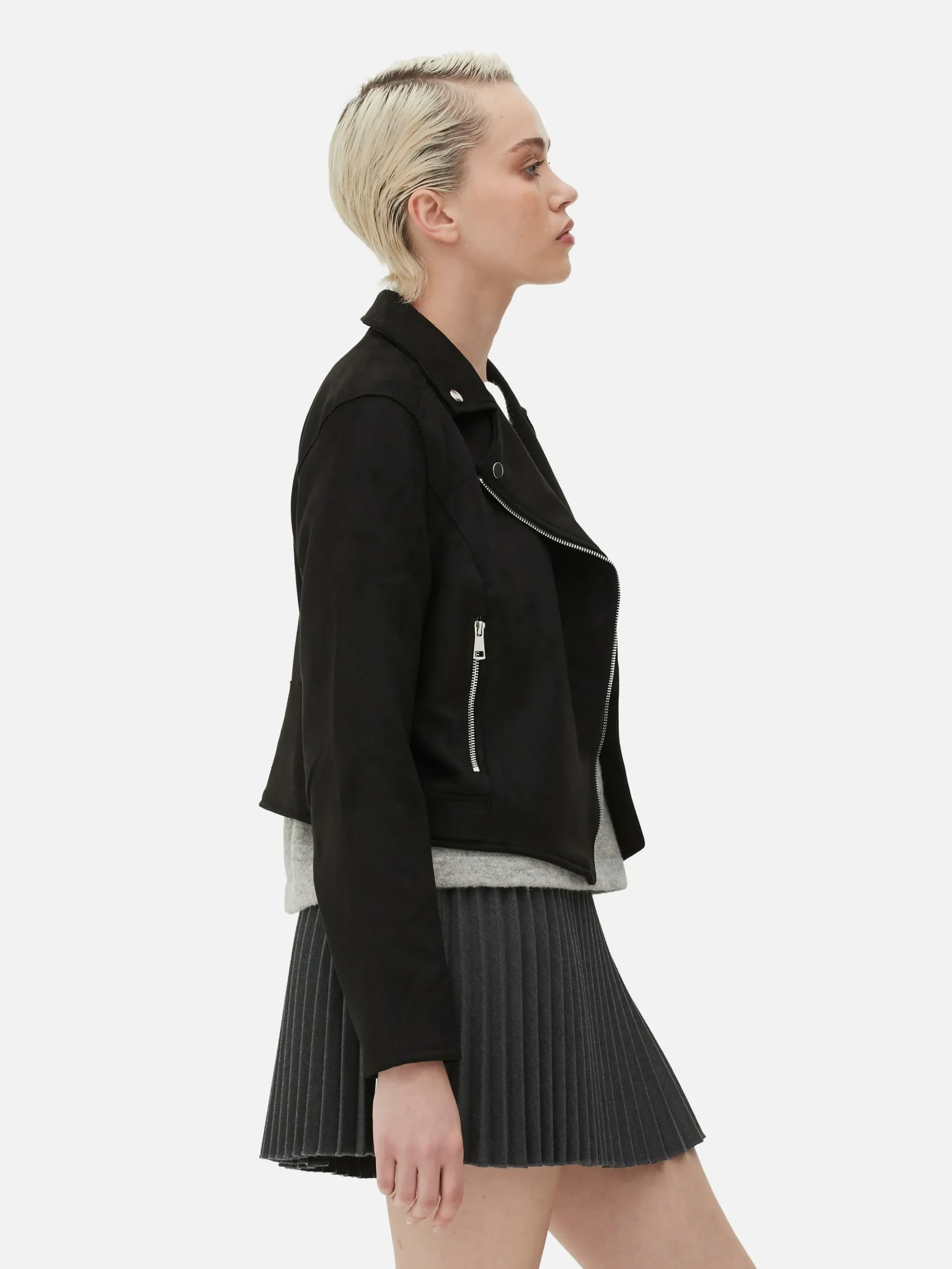 Casaco Motard Imitação Camurça