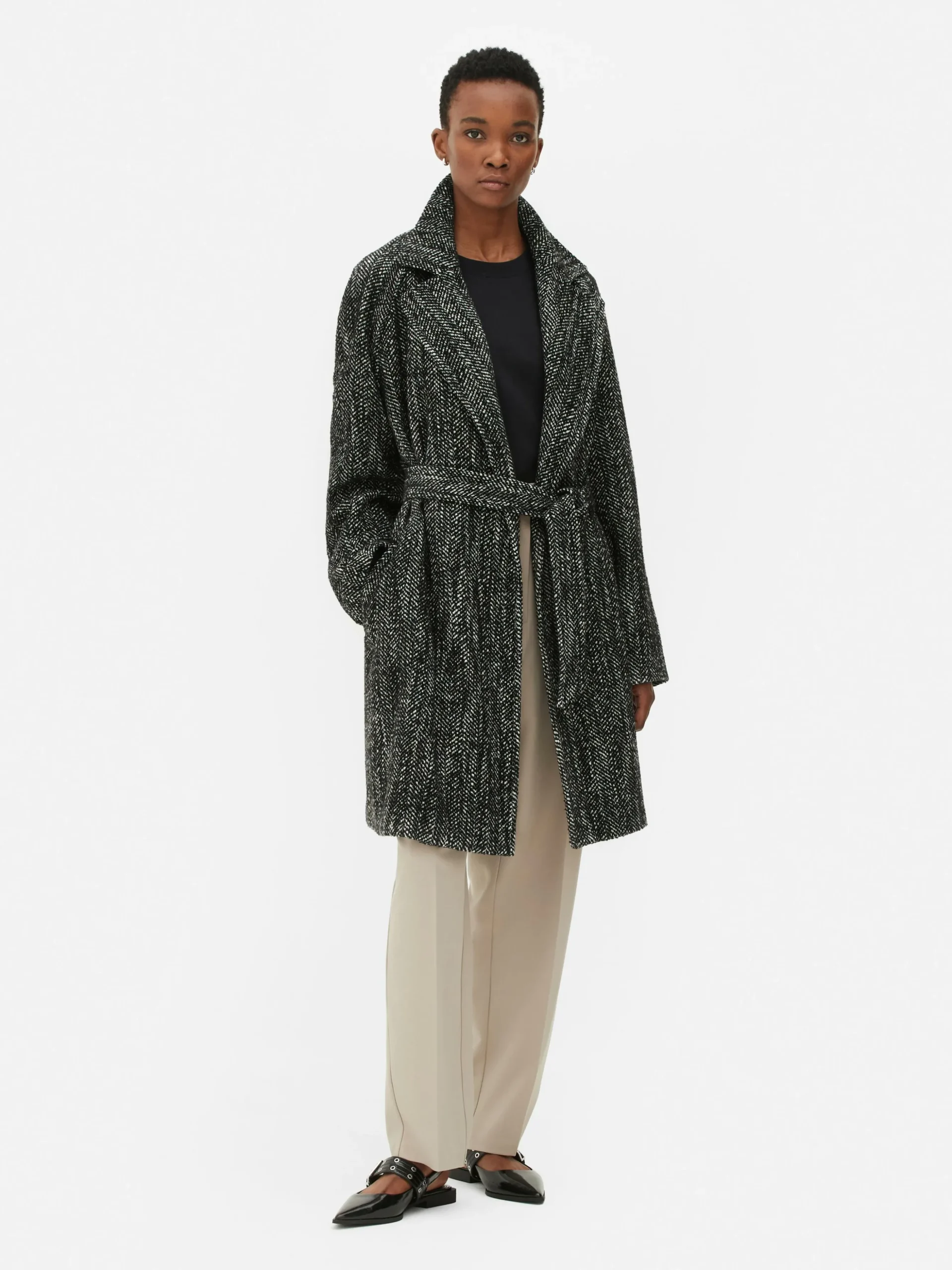 Casaco Padrão Espinha C/ Cinto