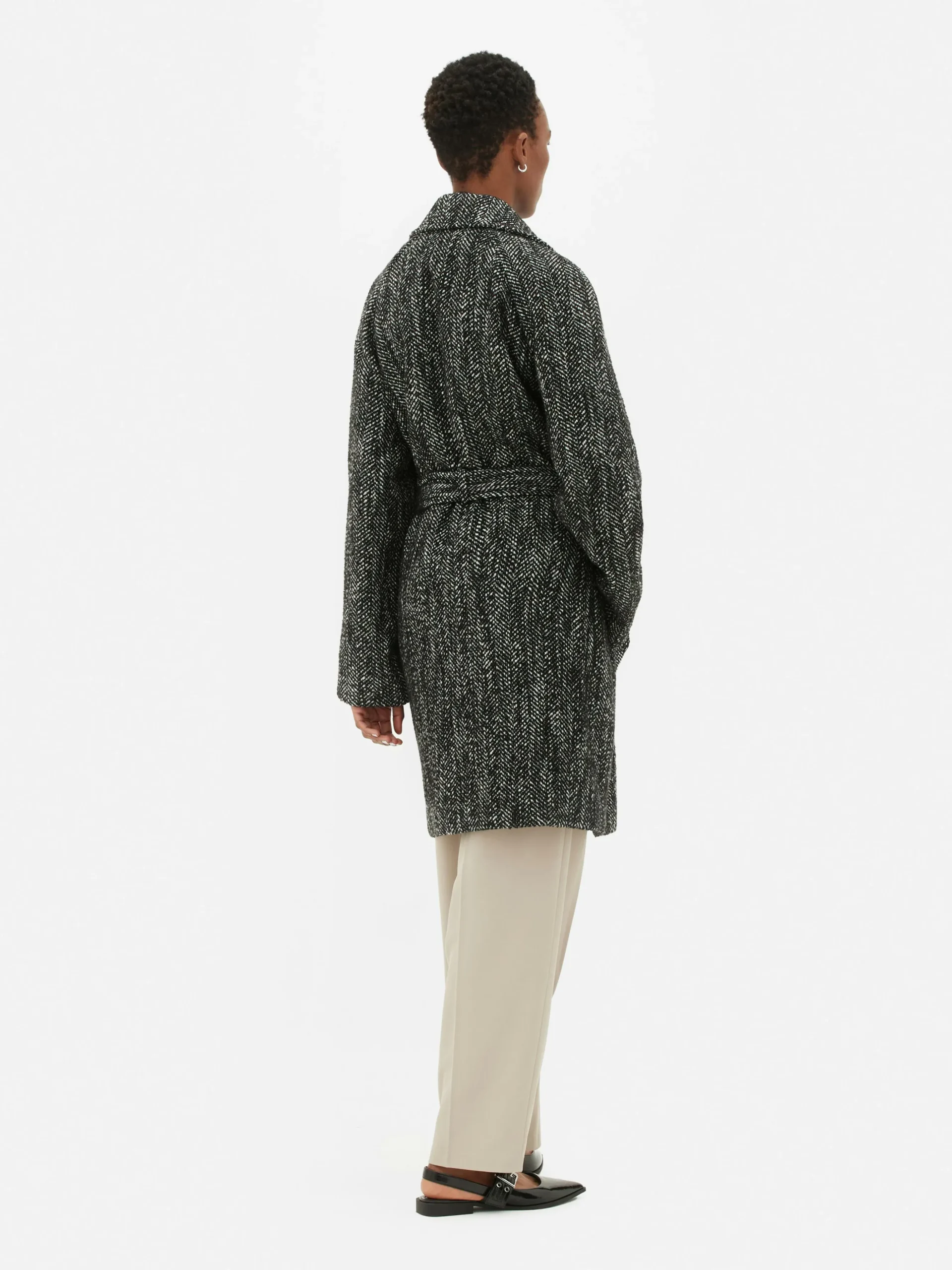 Casaco Padrão Espinha C/ Cinto